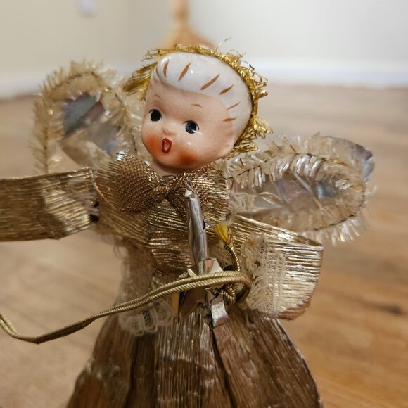 Vintage Japan 1950s 60s HOLT HOWARD Christmas Porcelain Head Angle Tree Topper - Picture 2 of 7